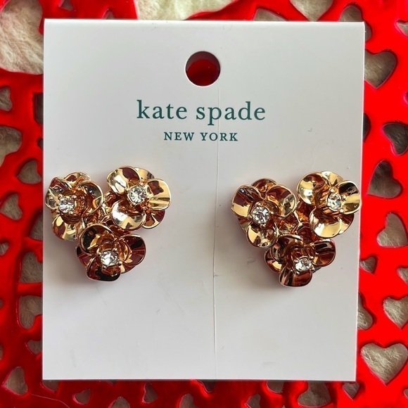 Brand New Kate Spade Shine On Rose Gold Floral Post Earrings - Picture 10 of 10
